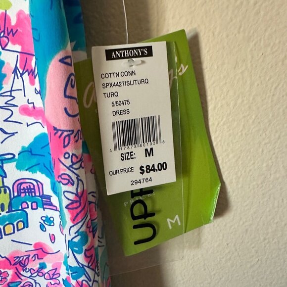 Anthony's Printed Cooling UPF50+ Mock Neck Dress Womens Sz M Country Club Prep - Picture 4 of 7